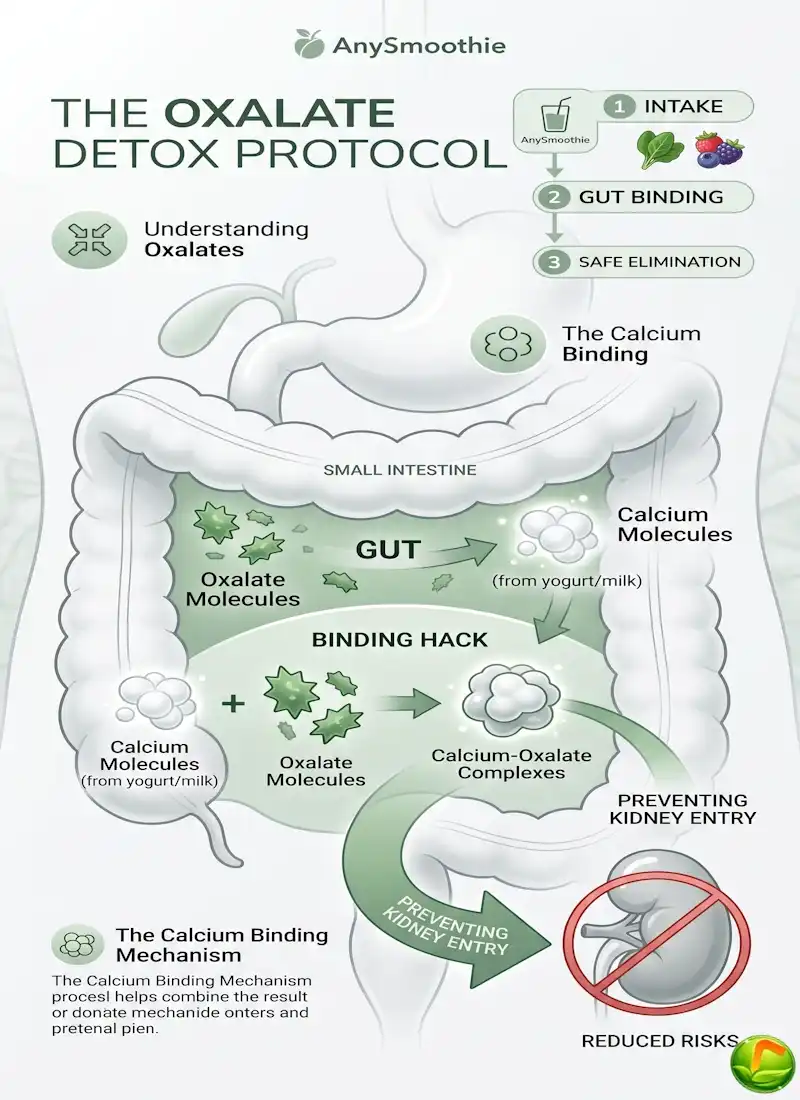 A fresh arugula and pear green smoothie on an AnySmoothie ceramic coaster, designed as one of the best smoothies for oxalate sensitivity and renal health.
